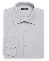Saks Fifth Avenue Regular Fit Patterned Cotton Dress Shirt