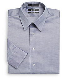 Saks Fifth Avenue BLACK Slim Fit Pinpoint Oxford Cotton Dress Shirt