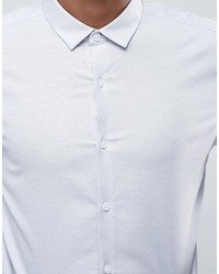 Asos Smart Slim Oxford Shirt With Stretch In Light Gray