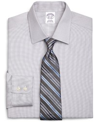 Brooks Brothers Supima Cotton Non Iron Regular Fit Spread Collar Dobby Textured Solid Luxury Dress Shirt