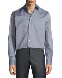 Eton Textured Button Front Shirt Gray