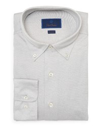 David Donahue Trim Fit Solid Dress Shirt In Gray At Nordstrom