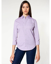 American Apparel Unisex Pinpoint Oxford Long Sleeve Button Down
