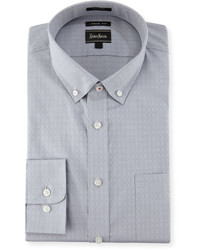 Neiman Marcus Xtrim Fit Dobby Dot Dress Shirt Gray
