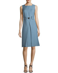 Valentino Crepe Couture Belted Pleat Front Dress