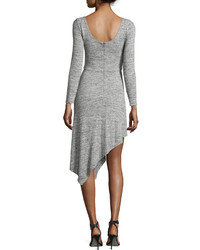 Alice + Olivia Geneva Long Sleeve Asymmetric Hem Dress Gray