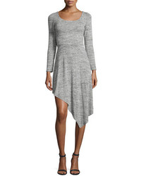 Alice + Olivia Geneva Long Sleeve Asymmetric Hem Dress Gray