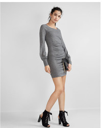 Express Marled Balloon Sleeve Ruched Dress