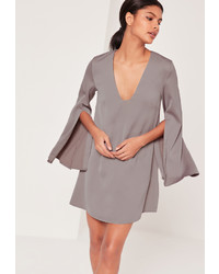 Missguided Open Split Sleeve Dress Grey