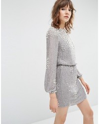 Asos Pearl Cluster Long Sleeve Mini Dress