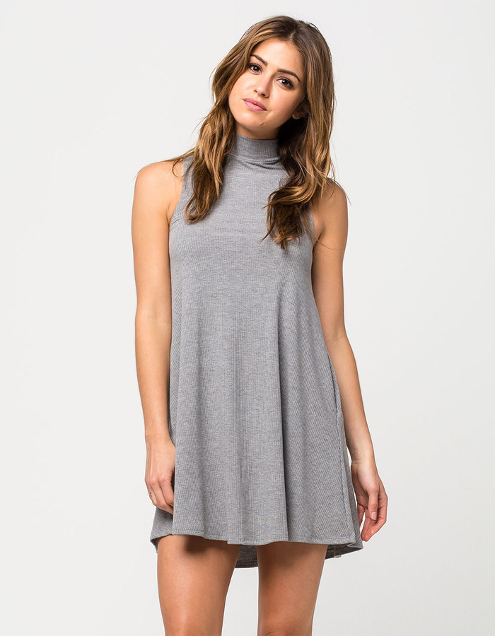 Socialite Ribbed Sleeveless Mock Neck Dress, $24 | Tilly's | Lookastic.com