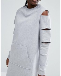 Asos Sweat Dress With Arm Cut Out And Raw Edge Detail