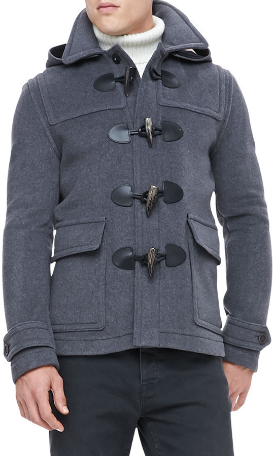 Burberry Brit Short Wool Duffle Coat Mid Gray, $895 | Neiman 