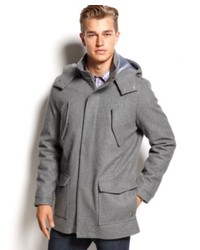 Calvin Klein Coat Charcoal Four Pocket Removable Hood Coat