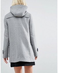 Asos Hooded Wool Blend Duffle Coat With Checked Liner