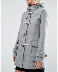 Asos Hooded Wool Blend Duffle Coat With Checked Liner