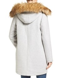 Vince Camuto Wool Blend Duffle Coat With Faux Fur Trim Hood, $228 