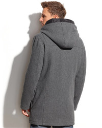 GUESS Wool Blend Hooded Nylon Bib Toggle Coat