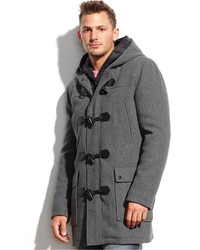 GUESS Wool Blend Hooded Nylon Bib Toggle Coat