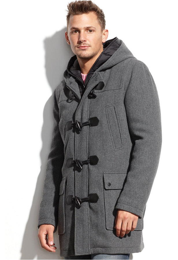 GUESS Wool Blend Hooded Nylon Bib Toggle Coat | Where to buy & how ...