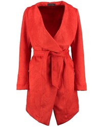 Boohoo Grace Suedette Over Sized Collar Duster