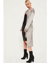 Missguided Grey Utility Silky Duster Coat