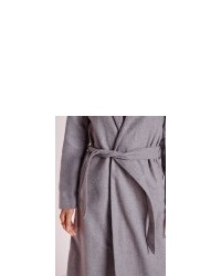 Missguided Faux Wool Belted Duster Coat Grey