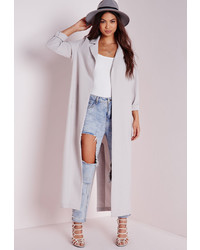 Missguided Long Sleeve Maxi Duster Jacket Grey