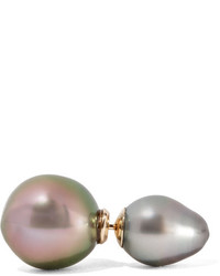 Mizuki 14 Karat Gold Pearl Earrings Gray