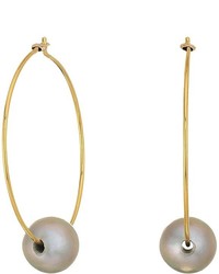 Chan Luu 18k Gold Plated Sterling Silver Hoop Earrings W Single Fresh Water Cultured Pearl Earring