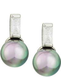 Majorica 8mm Pearl Crystal Drop Earrings Gray