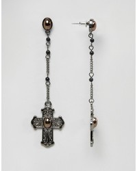Asos Rosary Strand Cross Earrings