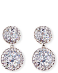 FANTASIA By Deserio Round Cz Halo Double Drop Earrings