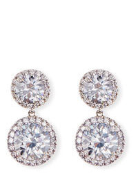 FANTASIA By Deserio Round Cz Halo Double Drop Earrings