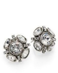 Oscar de la Renta Classic Crystal Button Earrings