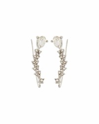 Lydell NYC Crystal Crawler Earrings Silvertone