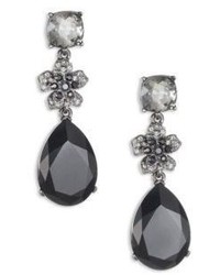 Oscar de la Renta Flower Pave Crystal Drop Earrings