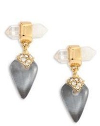 Alexis Bittar Mini Rock Crystal 10k Goldplated Brass Drop Earrings