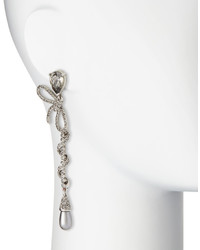 Oscar de la Renta Pav Spiraled Crystal Bow Earrings