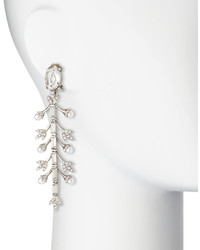 Oscar de la Renta Pearly Crystal Baguette Leaf Drop Earrings