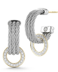 Alor Three Row Micro Cable Pave Diamond Hoop Earrings Gray