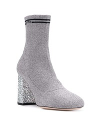 Miu Miu Glitter Heel Lurex Sock Boots