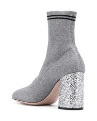 Miu Miu Glitter Heel Lurex Sock Boots