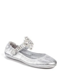 Grey Embellished Ballerina Shoes