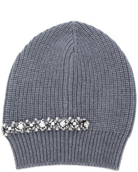 No.21 No21 Crystal Embellished Ribbed Beanie