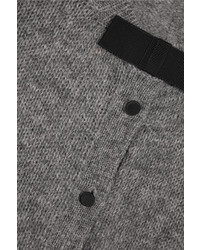 Prada Bow Embellished Wool Cardigan Gray