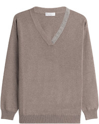 Brunello Cucinelli Cashmere Pullover With Embellished Trim