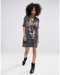 Religion Embellished T Shirt Dress With Choker Detail
