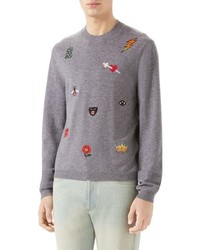 Gucci Embroidered Wool Crewneck Sweater