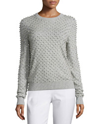 Michael Kors Michl Kors Rhinestone Embellished Cashmere Sweater Pearlgray